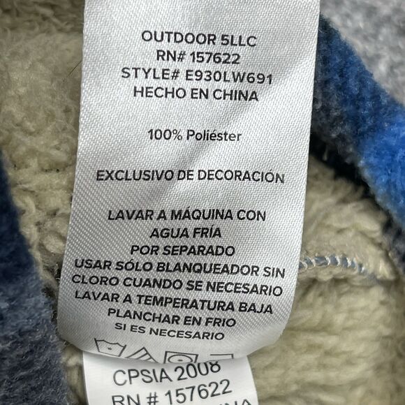 Eddie Bauer Sherpa Lined Flannel Jacket Boys 10-12 Snap Front Blue Plaid Shacket - Picture 12 of 12